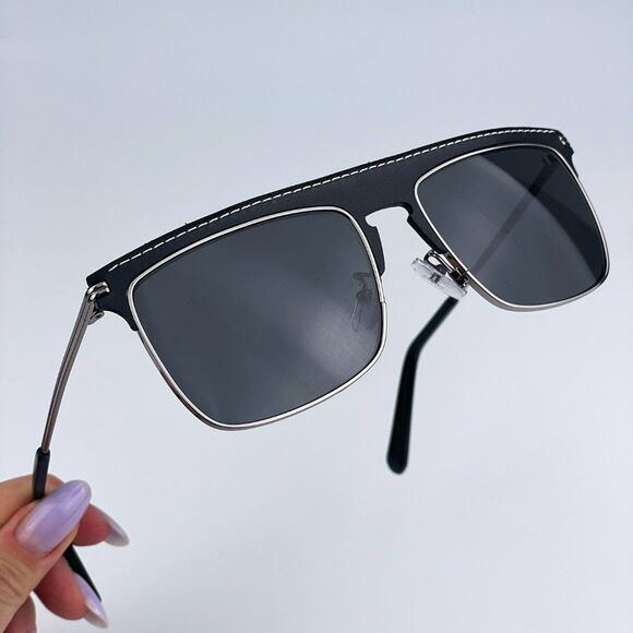 Loewe LW40006U 20A Sunglasses Metal Black Leather Grey Aviator Unisex
